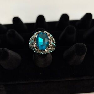 Blue Crystal Statement Ring - Women Jewelry